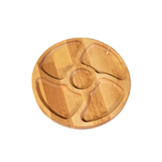 Менажница деревянная, круглая, сервировочное блюдо, сырная тарелка, поднос для сервировки Jinn