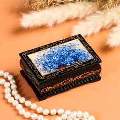 Шкатулка «Васильки», 6?9 см, лаковая миниатюра No Brand