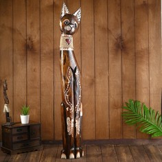 Сувенир дерево "Кошка с бабочками и сердечком на ошейнике" 100х16х7 см No Brand
