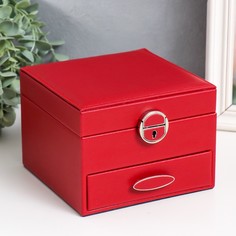 Шкатулка кожзам для украшений "Алые паруса" 16х16х11,8 см No Brand