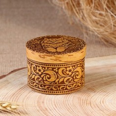 Шкатулка "Кошка" 6,5х6,5х4,5 см, береста Sima Land