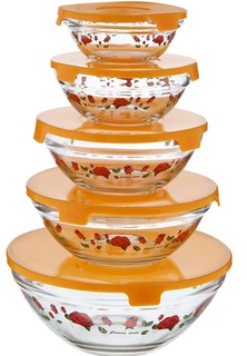 Набор стеклянных салатников с крышками Irit GLSA-5-001 (5 штук) Park