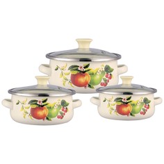 Набор эмалированных мини-кастрюль Zeidan 3 кастрюли с крышками, эмаль