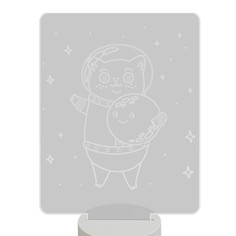 Ночник детский настольный Magic Lady Котик космонавт 3D, светодиодный, на батарейках