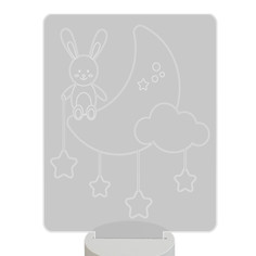 Ночник детский настольный Magic Lady Зайчик на месяце 3D, светодиодный, на батарейках