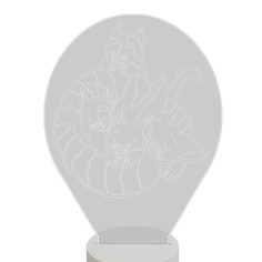 Ночник детский настольный Magic Lady Кошка и котята 3D, светодиодный, на батарейках