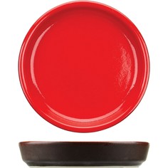 Тарелка Dymov Кармин с бортом (Модус) 110х110мм, керамика, красный-черный No Brand