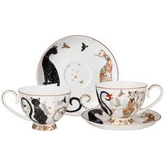 Чайный сервиз из 4 предметов на 2 персоны Lefard Парижские коты 250 мл