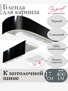 Бленда для карниза Эскар 7 см, Черный глянец, 400 см