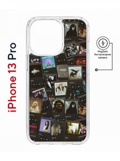 Чехол на iPhone 13 Pro MagSafe с принтом Kruche Print Плейлисты противоударный с магнитом КruЧЕ