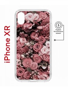 Чехол на iPhone XR MagSafe с принтом Kruche Print цветы противоударный с магнитом КruЧЕ