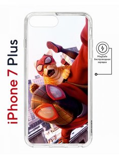 Чехол на iPhone 7 Plus/8 Plus MagSafe Kruche Print Человек паук противоударный с магнитом КruЧЕ
