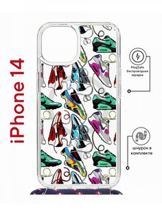 Чехол на iPhone 14 MagSafe с принтом Kruche Print Кроссы Nike Air Max с магнитом, шнурком КruЧЕ
