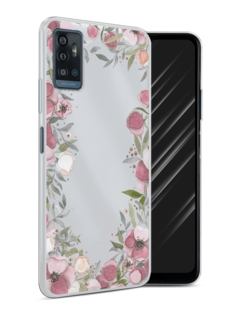 Чехол Awog на ZTE Blade A71 / ЗТЕ Блэйд A71 "Розовая цветочная рамка"
