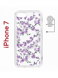Чехол на iPhone 7, 8, SE 2020 2022 MagSafe Kruche Print Сакура противоударный с магнитом КruЧЕ