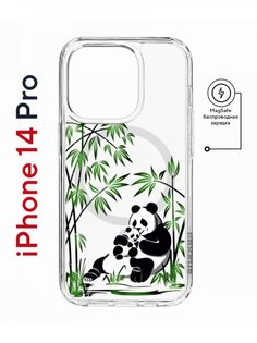 Чехол на iPhone 14 Pro MagSafe с принтом Kruche Print Панды противоударный с магнитом КruЧЕ