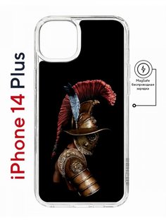 Чехол на iPhone 14 Plus MagSafe с принтом Kruche Print Гладиатор противоударный с магнитом КruЧЕ