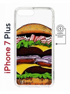 Чехол на iPhone 7 Plus/8 Plus MagSafe Kruche Print Бургер противоударный с магнитом КruЧЕ