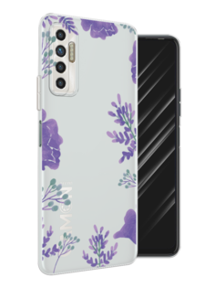 Чехол Awog на Tecno Camon 17P "Сиреневая цветочная рамка"