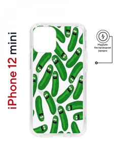 Чехол на iPhone 12 mini MagSafe Kruche Print Огурчик Рик противоударный с магнитом КruЧЕ