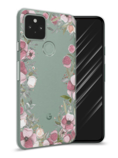 Чехол Awog на Google Pixel 5A "Розовая цветочная рамка"