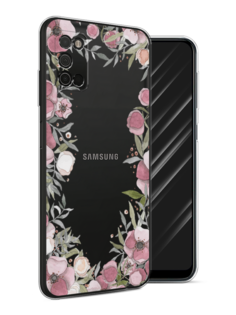 Чехол Awog на Samsung Galaxy A03S / Самсунг A03S "Розовая цветочная рамка"