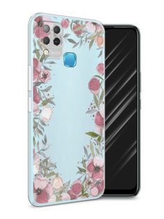 Чехол Awog на Infinix HOT 10S "Розовая цветочная рамка"