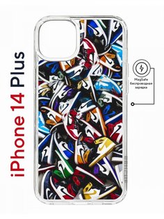 Чехол на iPhone 14 Plus MagSafe Kruche Print Кроссовки Nike Air противоударный с магнитом КruЧЕ