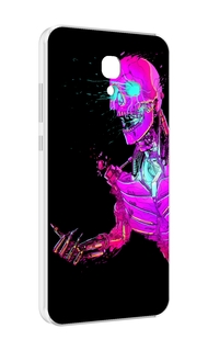Чехол MyPads скелет-робот-фиолетовый для Meizu M6 (M711Q)