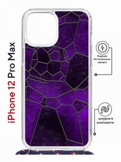 Чехол на iPhone 12 Pro Max MagSafe с принтом Kruche Print Витраж с магнитом, со шнурком КruЧЕ