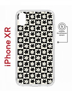 Чехол на iPhone XR MagSafe с принтом Kruche Print Шахматы-цветы противоударный с магнитом КruЧЕ
