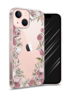 Чехол Awog на Apple iPhone 13 mini / Айфон 13 mini "Розовая цветочная рамка"