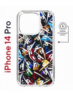 Чехол на iPhone 14 Pro MagSafe Kruche Print Кроссовки Nike Air противоударный с магнитом КruЧЕ