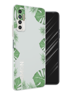 Чехол Awog на Tecno Camon 17P "Листья папоротника рамка"