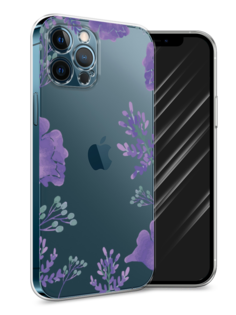 Чехол Awog на Apple iPhone 12 Pro Max / Айфон 12 Pro Max "Сиреневая цветочная рамка"