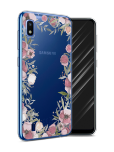 Чехол Awog на Samsung Galaxy A10 "Розовая цветочная рамка"