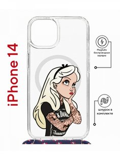 Чехол на iPhone 14 MagSafe с принтом Kruche Print Tattoo Girl с магнитом, со шнурком КruЧЕ