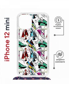 Чехол на iPhone 12 mini MagSafe Kruche Print Кроссы Nike Air Max с магнитом, со шнурком КruЧЕ