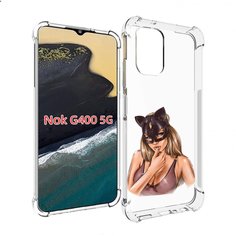 Чехол MyPads девушка-в-купальнике-с-маской-кошки женский для Nokia G400 5G
