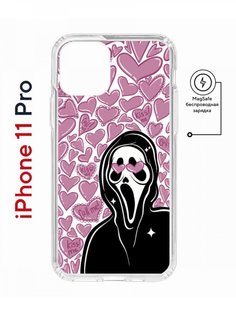 Чехол на iPhone 11 Pro MagSafe с принтом Kruche Print Любовь и Крик с магнитом КruЧЕ