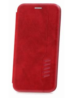 Чехол на Huawei P Smart Kruche Open Book-1 красный,книжка с карманом для карт,с магнитом КruЧЕ