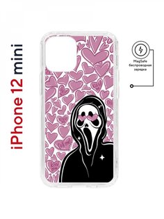 Чехол на iPhone 12 mini MagSafe Kruche Print Любовь и Крик противоударный с магнитом КruЧЕ