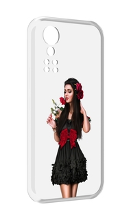 Чехол MyPads девушка-в-черном-платье-с-розой женский для ZTE Axon 30 5G / Axon 30S