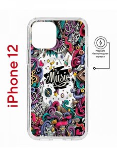 Чехол на iPhone 12/12 Pro MagSafe с принтом Kruche Print Music противоударный с магнитом КruЧЕ