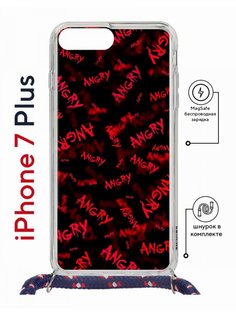 Чехол на iPhone 7 Plus/ 8 Plus MagSafe Kruche Print Angry с магнитом, со шнурком КruЧЕ