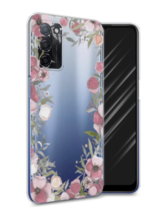 Чехол Awog на Oppo A55s 5G "Розовая цветочная рамка"