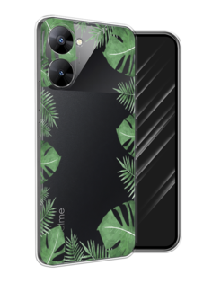 Чехол Awog на Realme V30 5G/V30T 5G "Листья папоротника рамка"