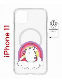 Чехол на iPhone 11 MagSafe с принтом Kruche Print Кот-единорог противоударный с магнитом КruЧЕ