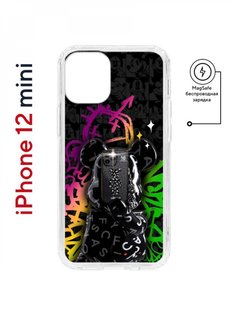 Чехол на iPhone 12 mini MagSafe Kruche Print Микки Маус противоударный с магнитом КruЧЕ