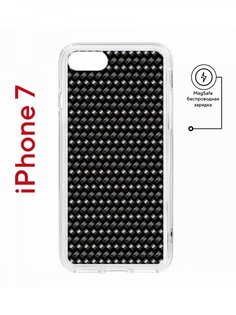 Чехол на iPhone 7, 8, SE 2020 2022 MagSafe Kruche Print Карбон противоударный с магнитом КruЧЕ